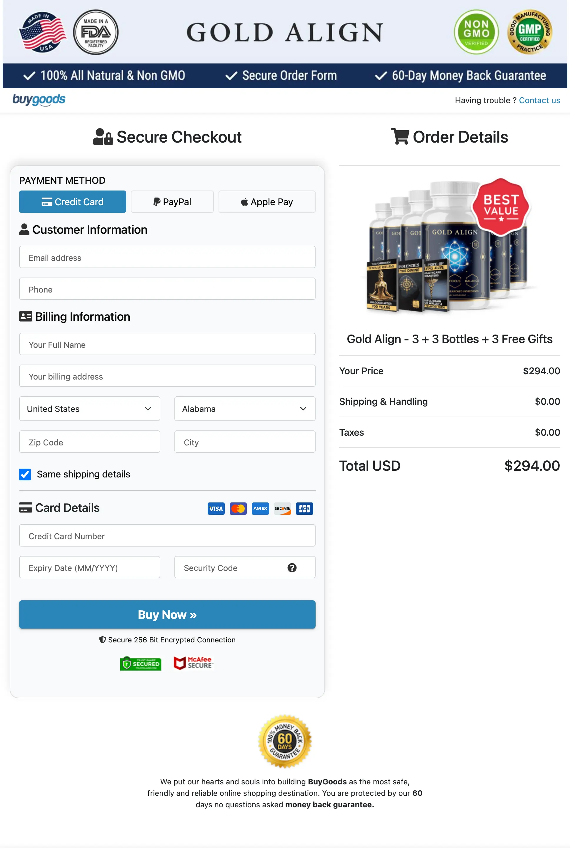 Gold Align add to cart